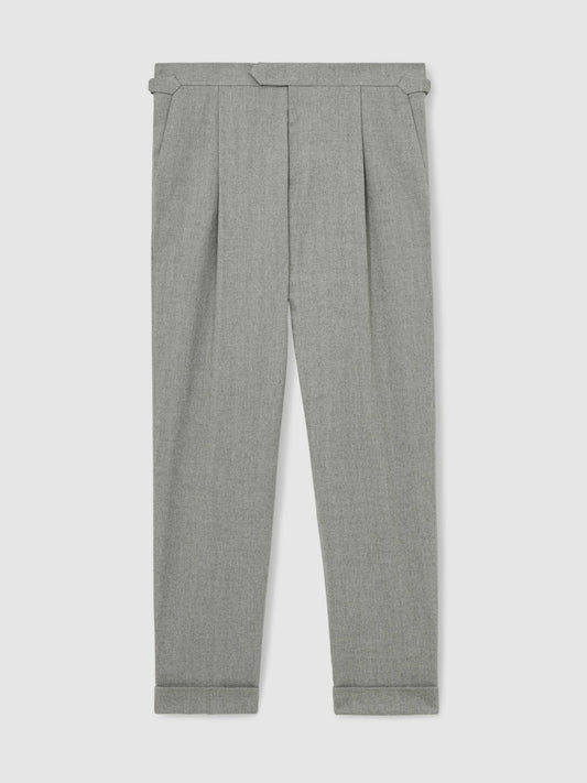 Reiss Affordable - Regular Fit Herringbone Trousers With Cotton in Grey
