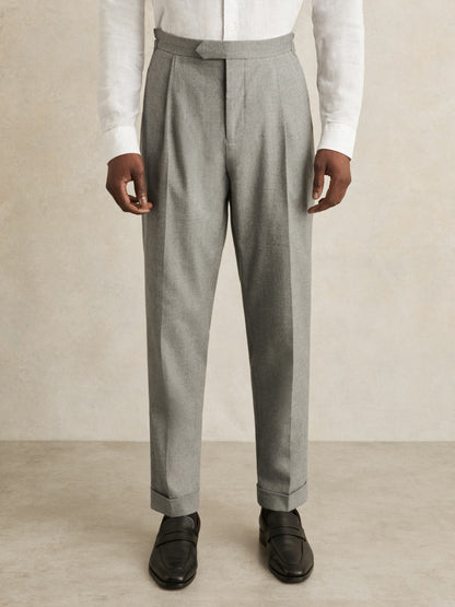 Reiss Affordable - Regular Fit Herringbone Trousers With Cotton in Grey