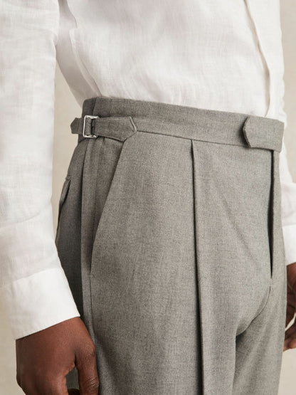 Reiss Affordable - Regular Fit Herringbone Trousers With Cotton in Grey