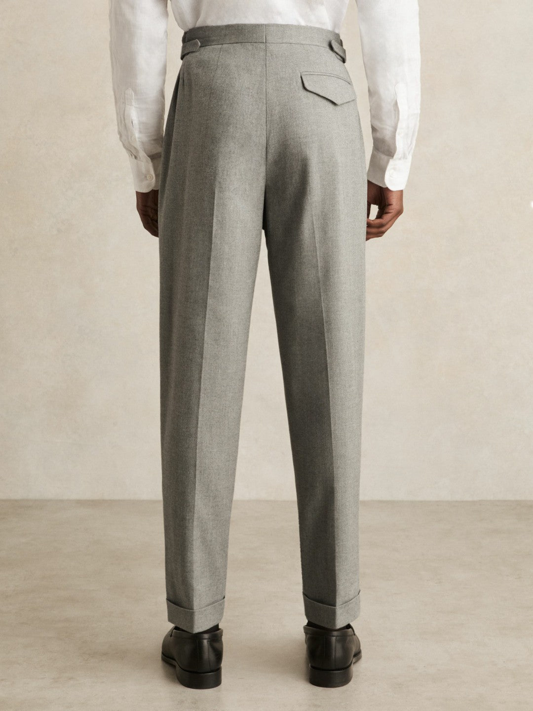 Reiss Affordable - Regular Fit Herringbone Trousers With Cotton in Grey