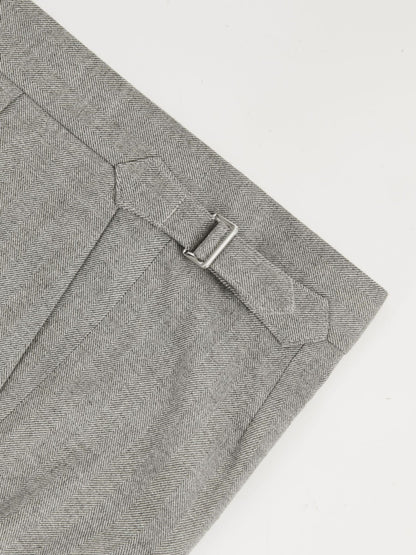 Reiss Affordable - Regular Fit Herringbone Trousers With Cotton in Grey