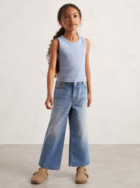 Reiss Featured - 3-9 yrs Stretch-Cotton Ribbed Vest in Blue