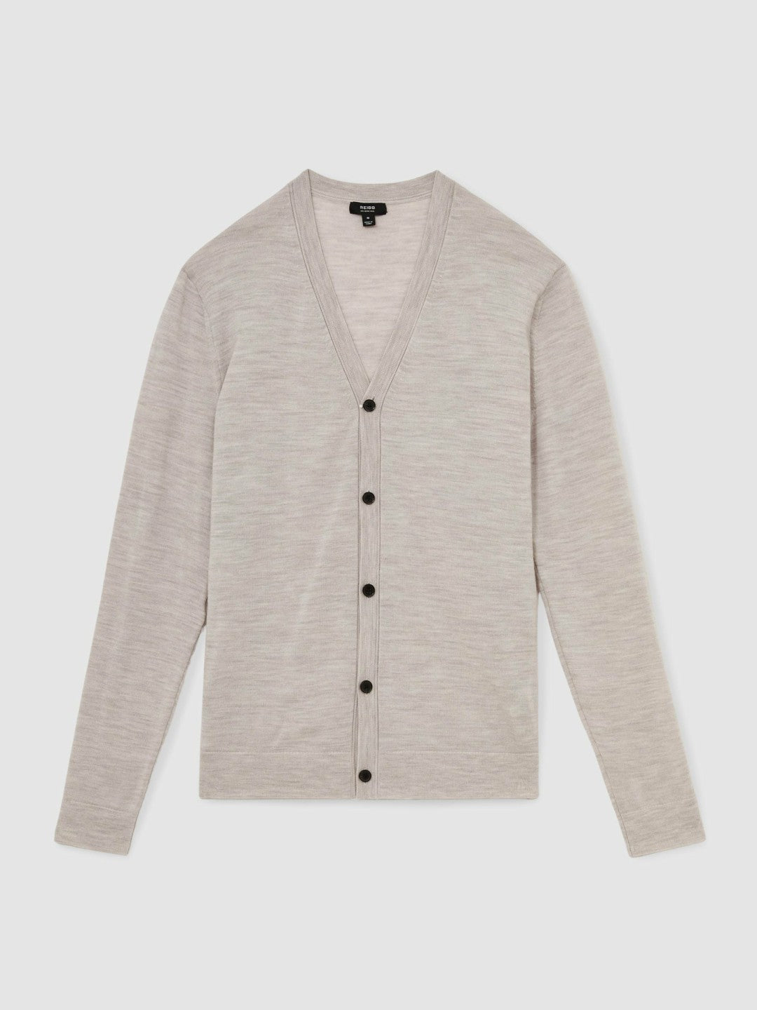 Reiss Savings - Merino Wool Button-Through Cardigan in Wicker Brown Melange