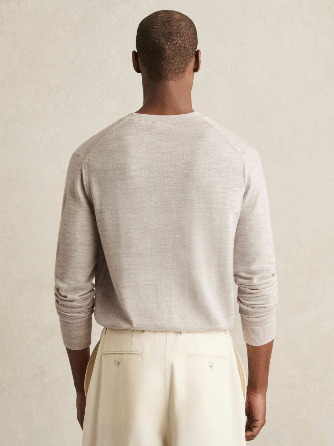 Reiss Savings - Merino Wool Button-Through Cardigan in Wicker Brown Melange