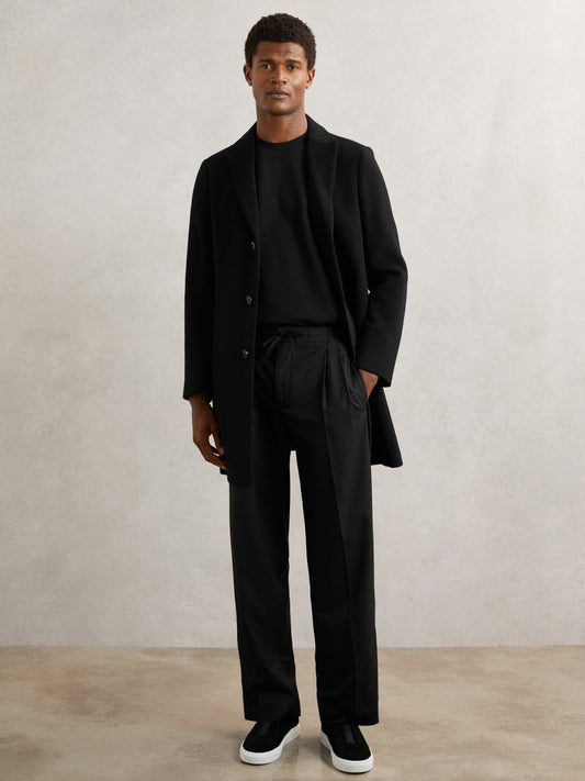 Reiss Best Seller - Relaxed-Fit Twill Drawstring Trousers in Black