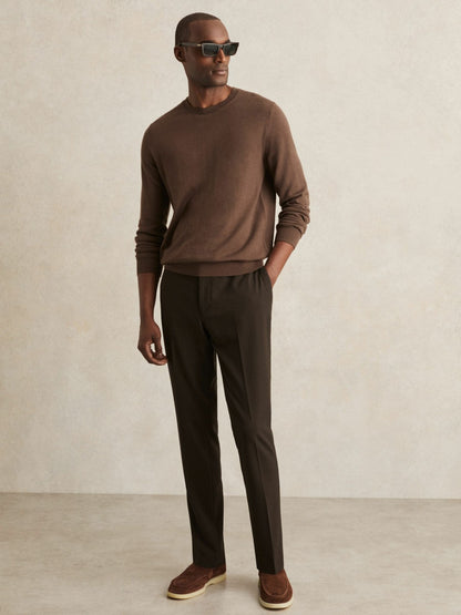 Reiss Deal - Slim-Fit Internal-Drawstring Trousers in Brown