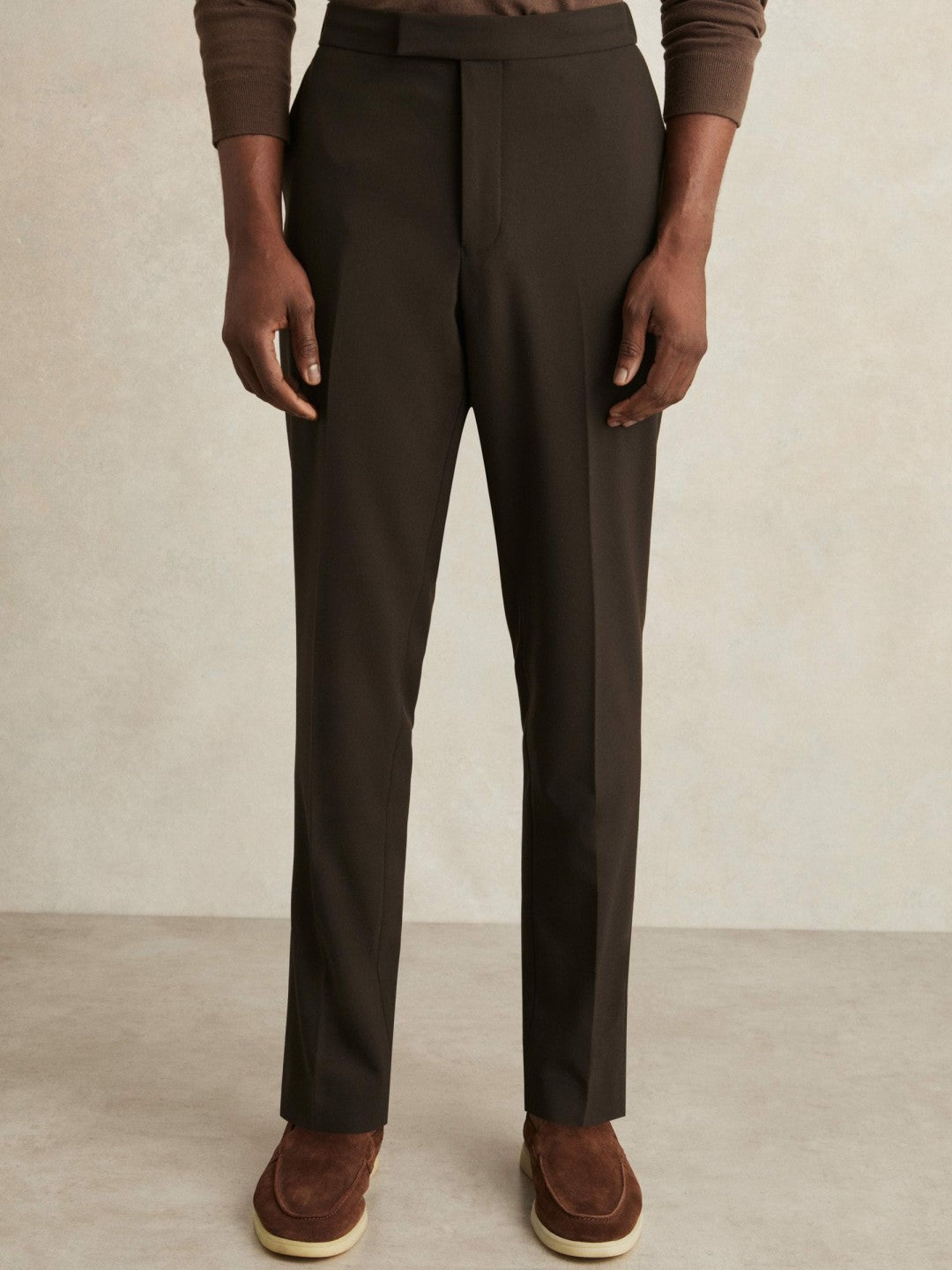 Reiss Deal - Slim-Fit Internal-Drawstring Trousers in Brown
