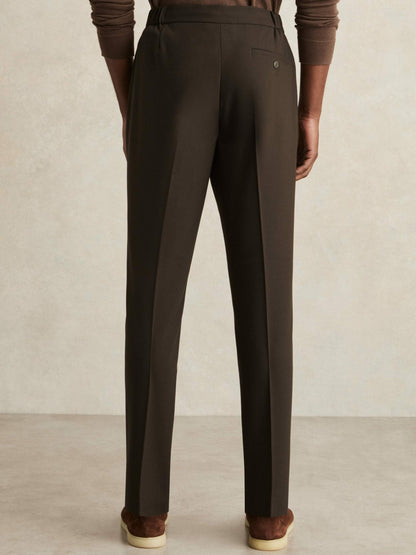 Reiss Deal - Slim-Fit Internal-Drawstring Trousers in Brown