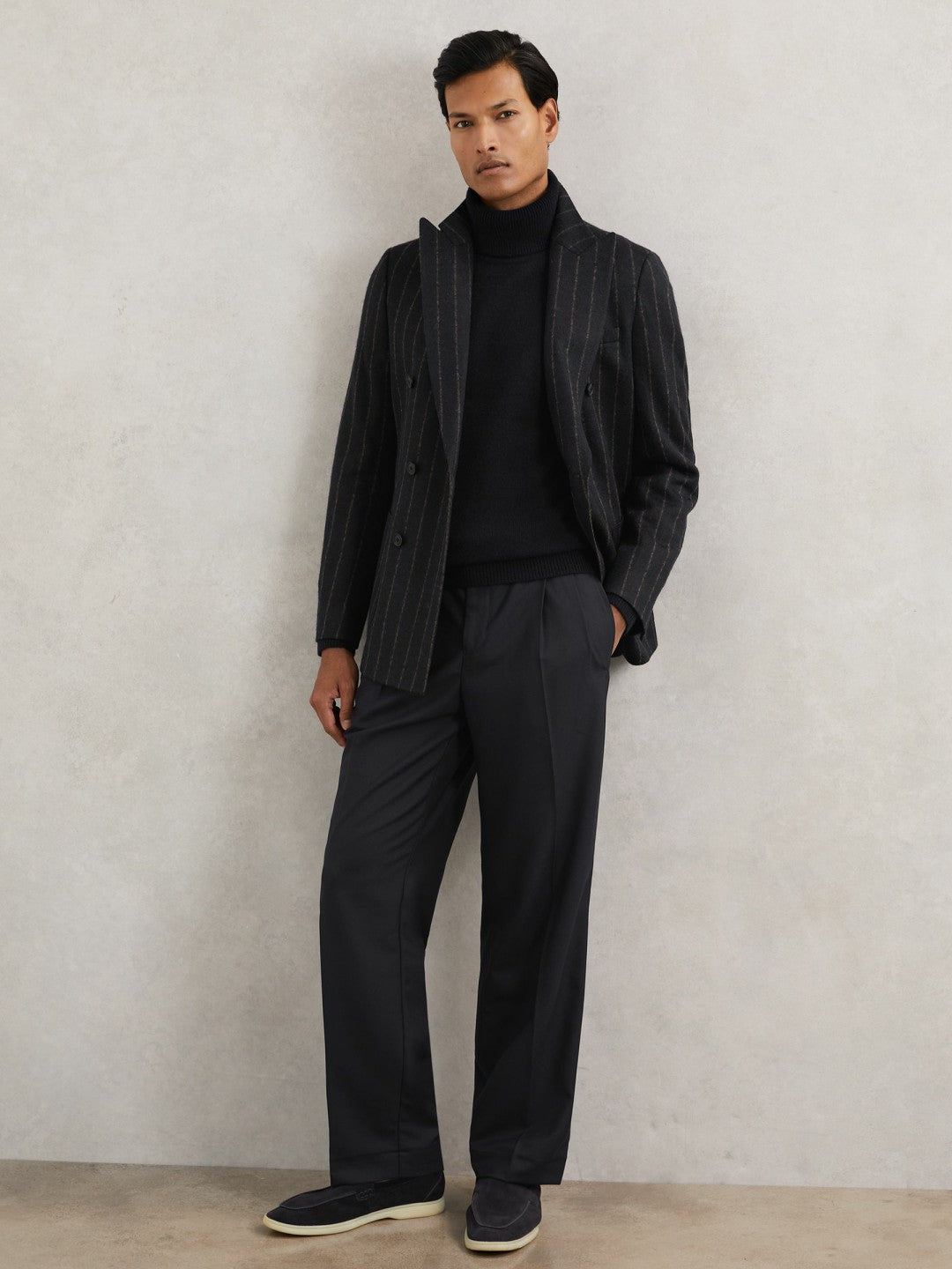 Reiss Sale - Relaxed-Fit Twill Drawstring Trousers in Navy