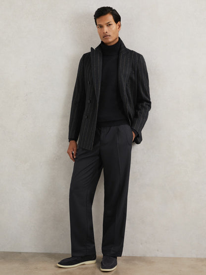 Reiss Sale - Relaxed-Fit Twill Drawstring Trousers in Navy