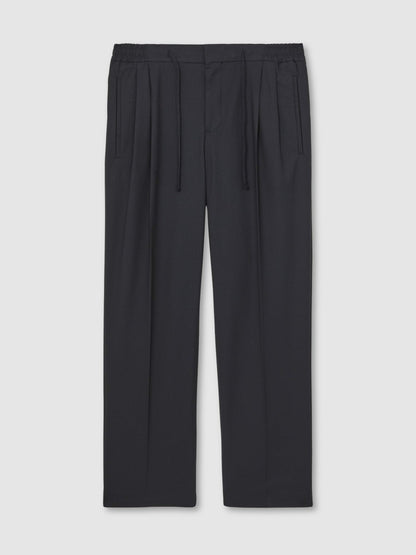Reiss Sale - Relaxed-Fit Twill Drawstring Trousers in Navy