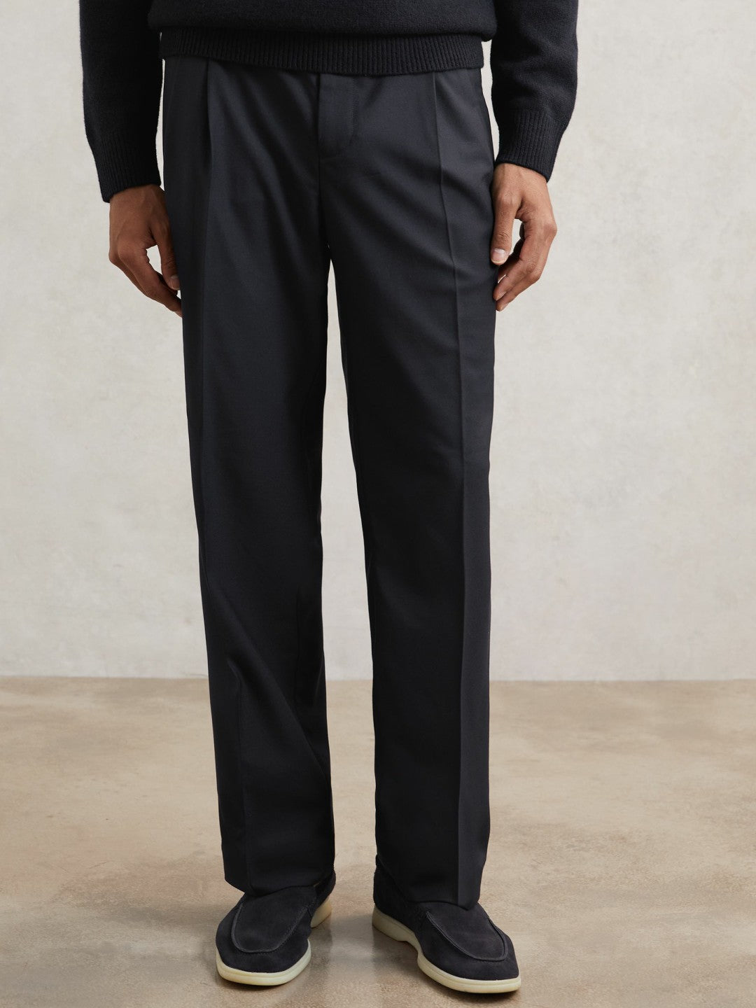 Reiss Sale - Relaxed-Fit Twill Drawstring Trousers in Navy