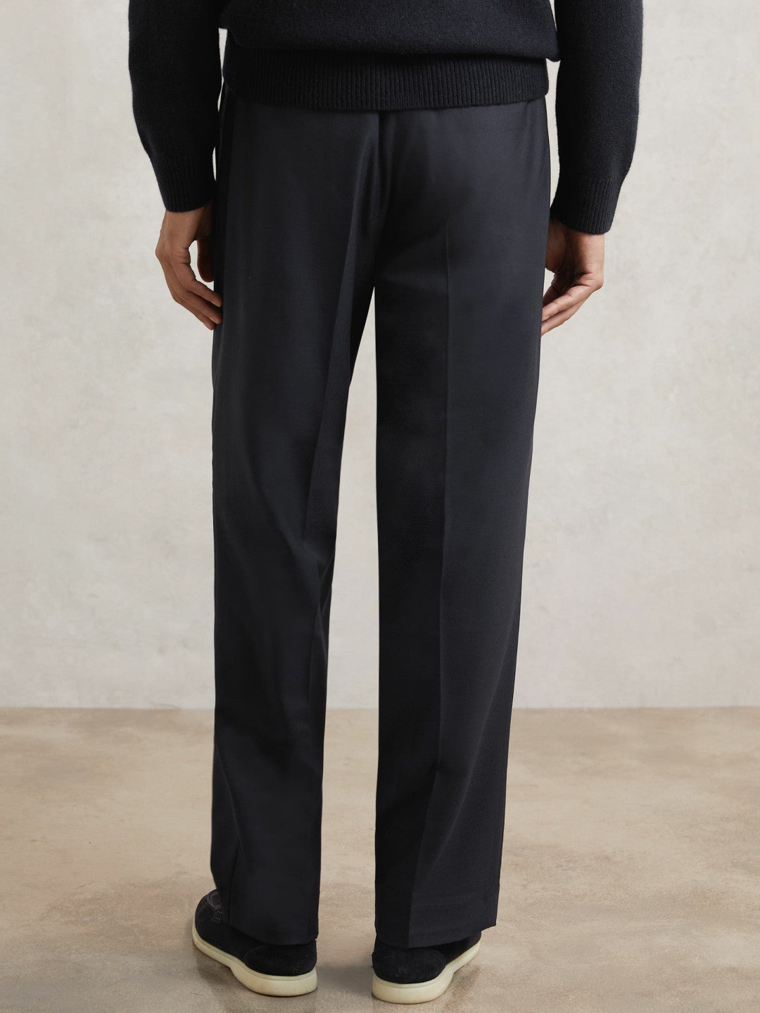 Reiss Sale - Relaxed-Fit Twill Drawstring Trousers in Navy