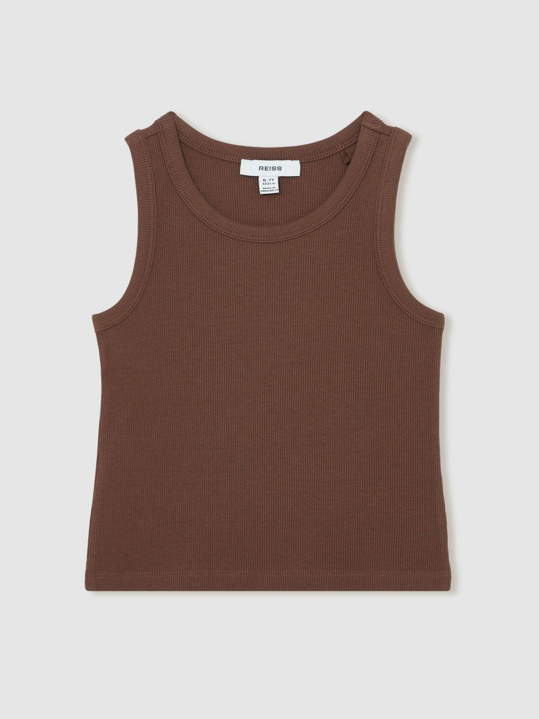 Reiss Deal - 9-13 yrs Stretch-Cotton Ribbed Vest in Chocolate