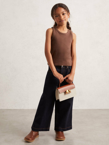 Reiss Deal - 9-13 yrs Stretch-Cotton Ribbed Vest in Chocolate