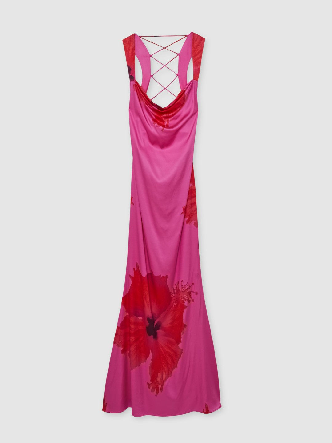 Reiss Sale - Good American Satin Floral Maxi Dress in Pink