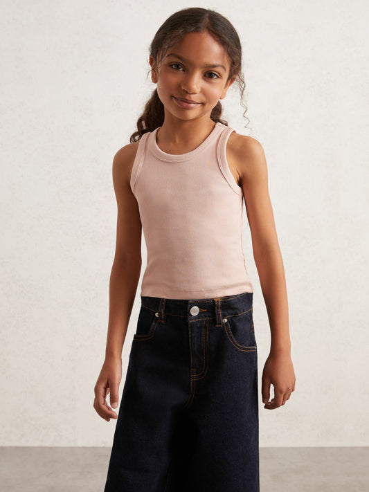 Reiss Value - 9-13 yrs Stretch-Cotton Ribbed Vest in Pink