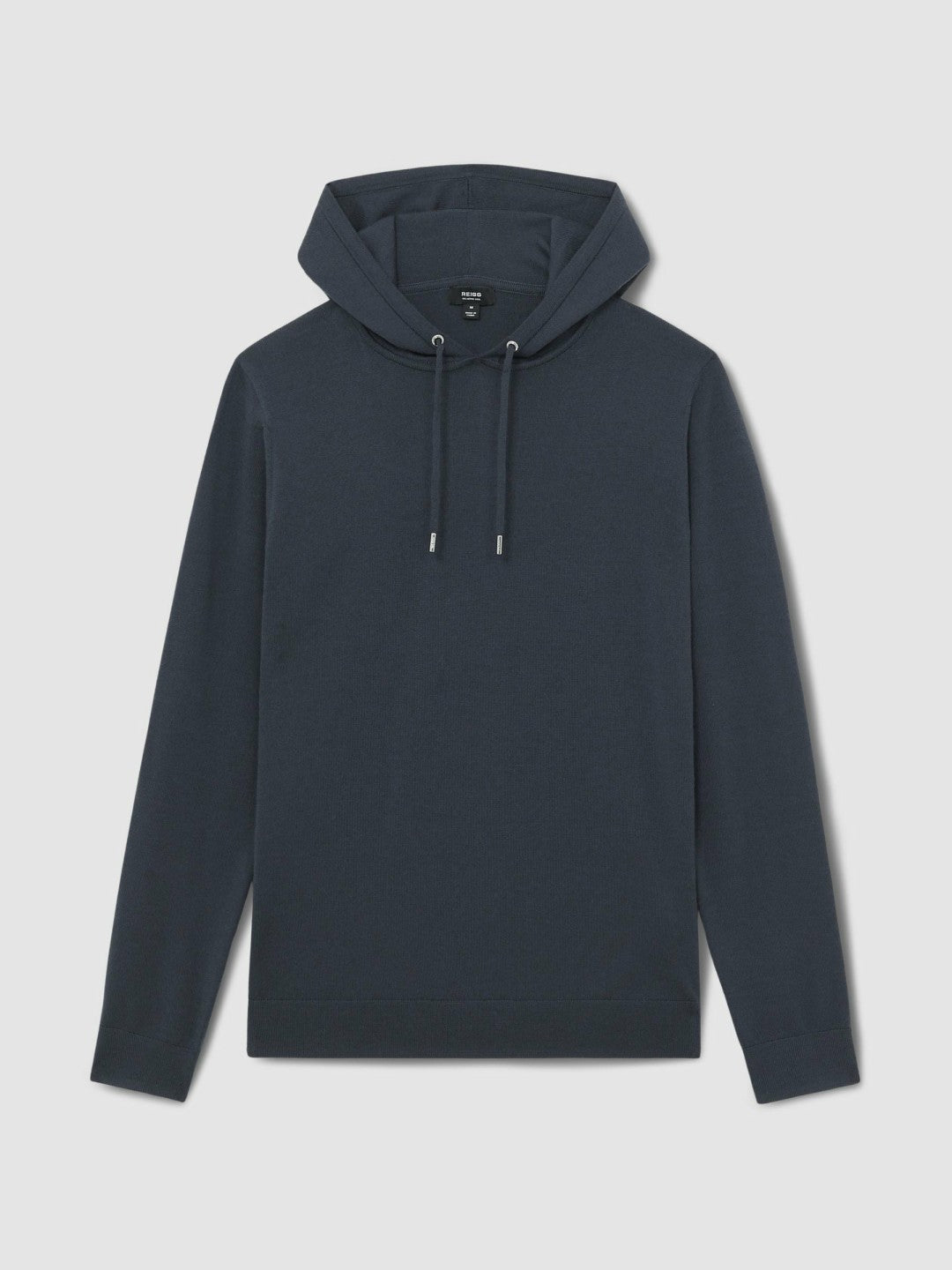 Reiss Affordable - Merino Wool Drawstring Hoodie in Midnight Navy