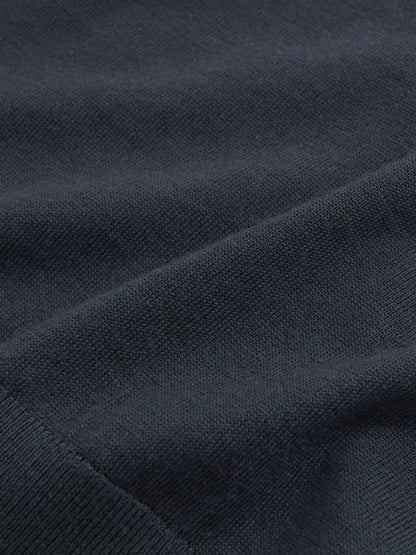 Reiss Affordable - Merino Wool Drawstring Hoodie in Midnight Navy