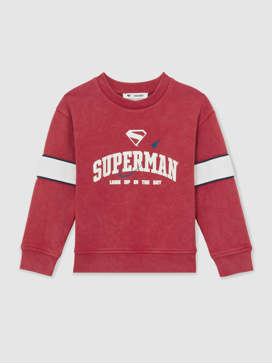 Reiss Deal - 13-14 yrs Superman Cotton Logo Sweatshirt in Red