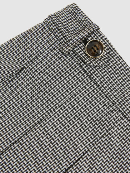 Reiss Offer - Houndstooth-Check Pleated Skirt in Black/White