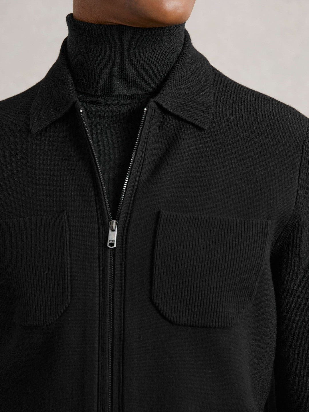 Reiss Sale - Four-Pocket Zip-Through Cardigan in Black