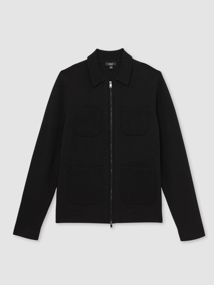 Reiss Sale - Four-Pocket Zip-Through Cardigan in Black