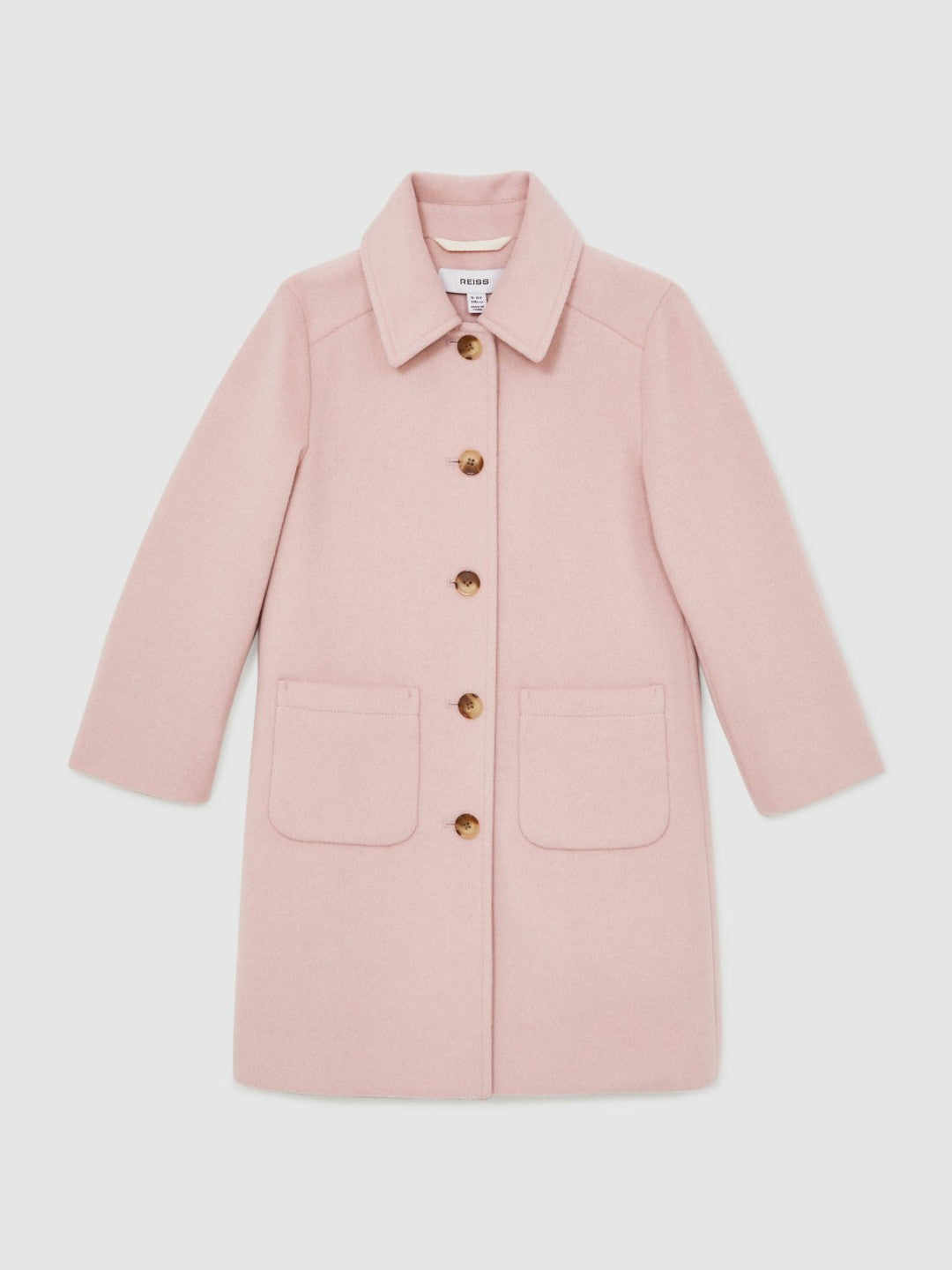 Reiss Deal - 9-13 yrs Wool-Blend Single-Breasted Coat in Pink