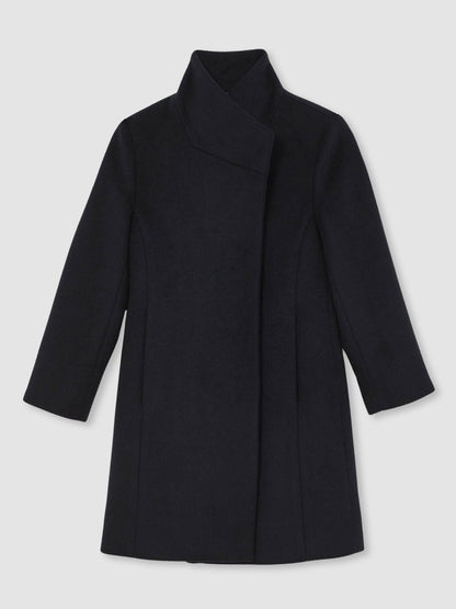 Reiss 3-9 yrs Wool-Blend Funnel-Neck Coat in Navy