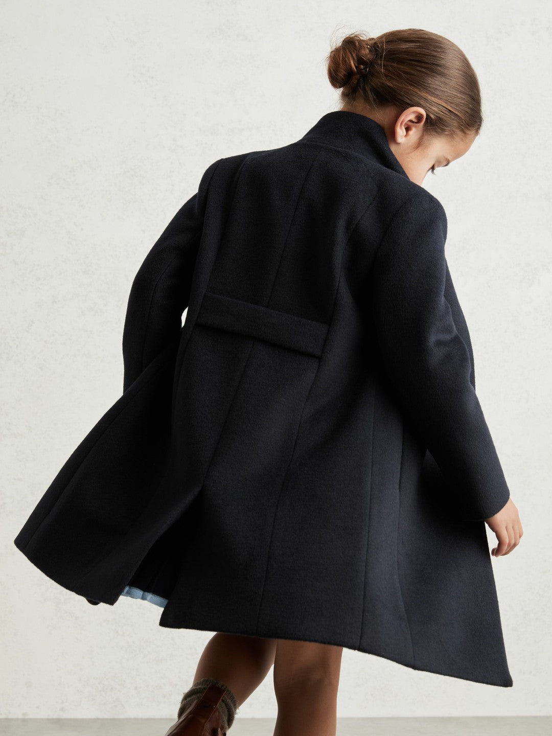 Reiss 3-9 yrs Wool-Blend Funnel-Neck Coat in Navy