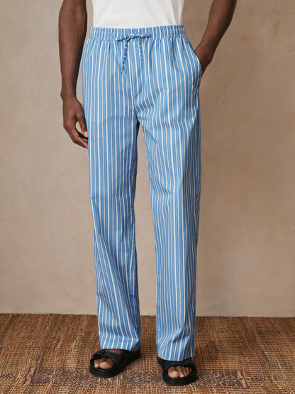 Reiss Offer - | Ché Poplin Stripe Trousers in Bright Blue/White