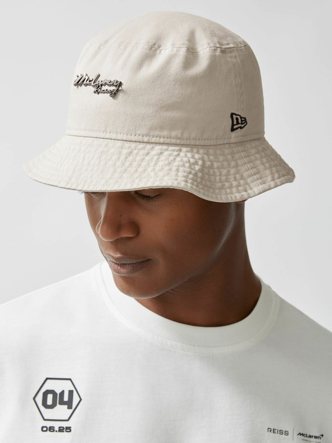 Reiss Featured - Unisex Fit McLaren Racing Cotton Bucket Hat in Stone