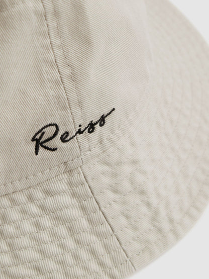 Reiss Featured - Unisex Fit McLaren Racing Cotton Bucket Hat in Stone