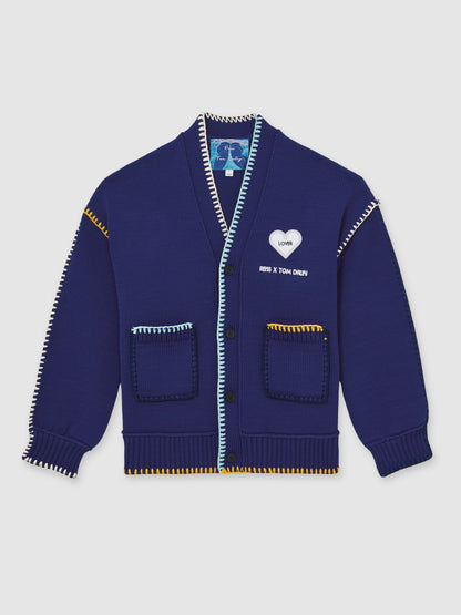 Reiss Offer - | Tom Daley Lover Knit Cardigan in Navy Blue