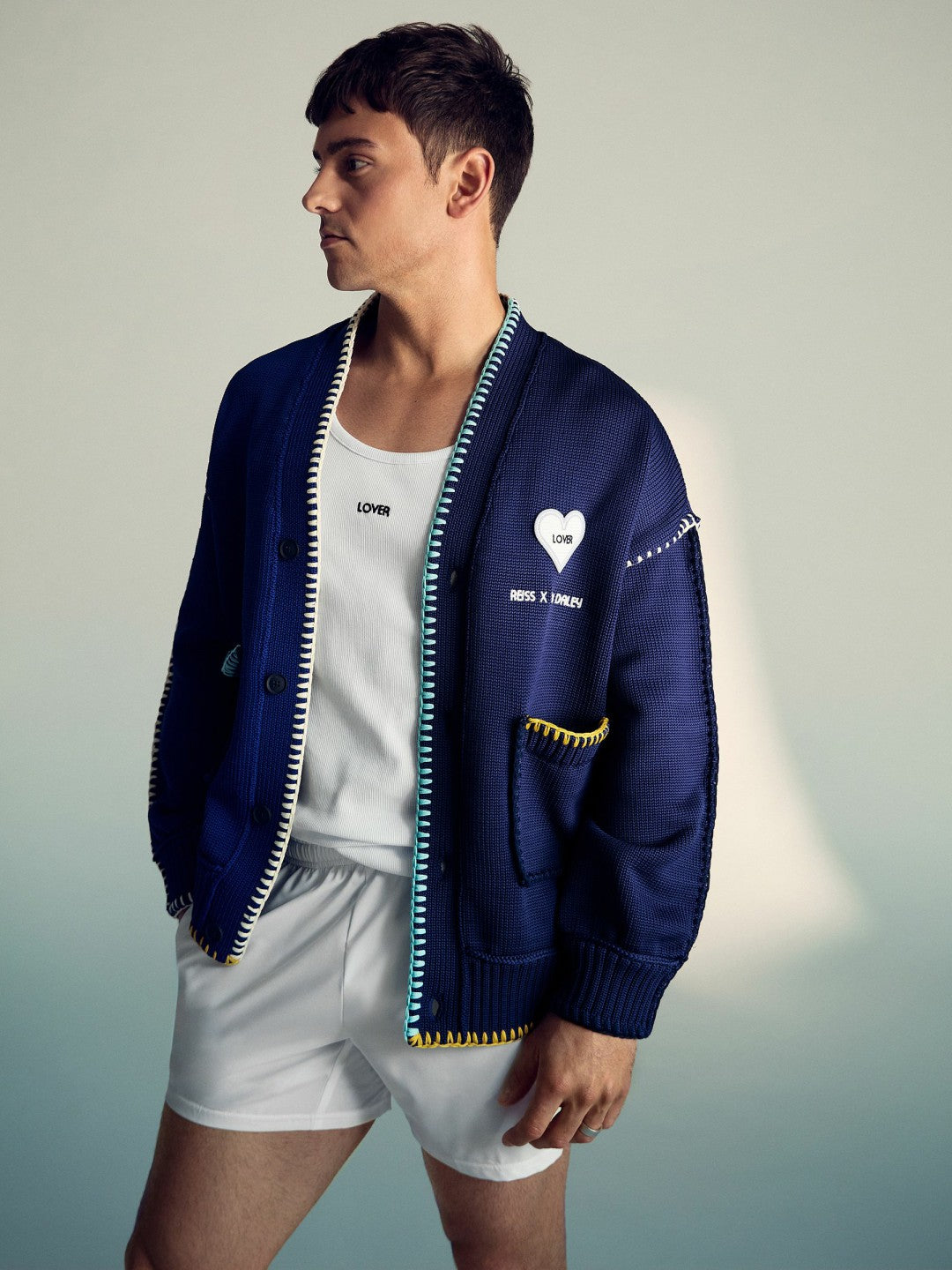 Reiss Offer - | Tom Daley Lover Knit Cardigan in Navy Blue