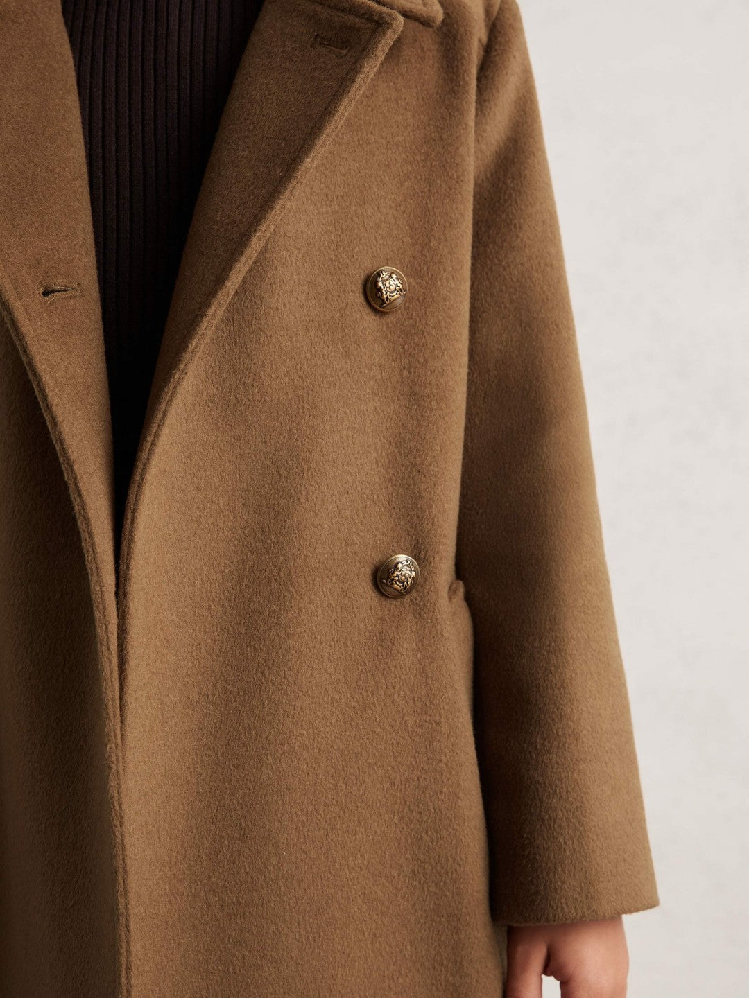 Reiss Offer - 9-13 yrs Wool-Blend Double-Breasted Coat in Camel