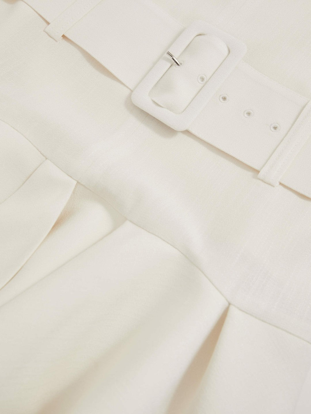 Reiss Ruffle Hem Belted Mini Dress in Ivory