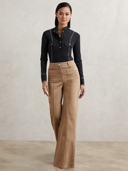 Reiss Deal - Contrast-Stitch Knit Top in Navy