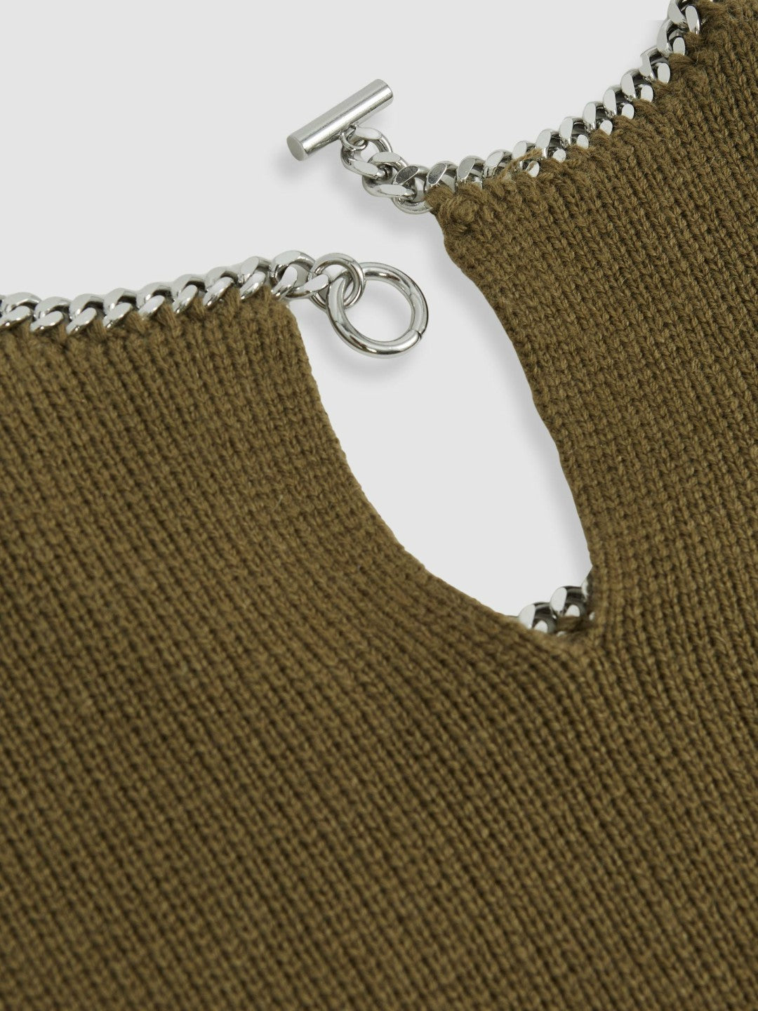 Reiss Deal - Wool-Blend Necklace-Trim Jumper with Cashmere in Sage Green