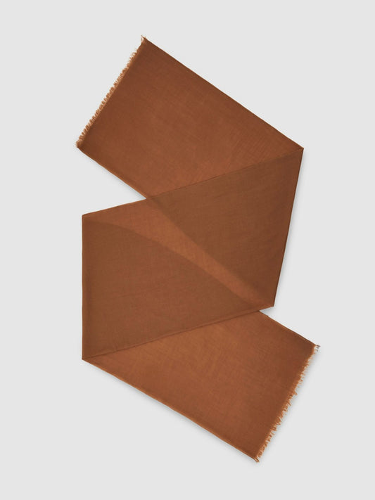 Reiss Offer - Wool-Cashmere Lightweight Scarf in Camel