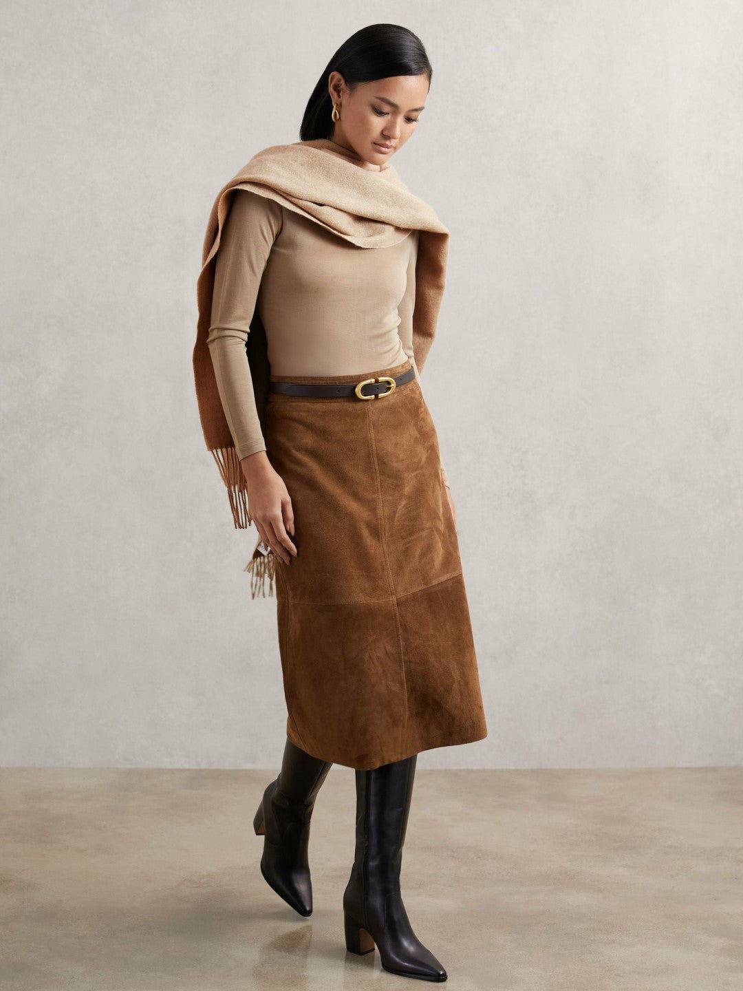 Reiss Best Seller - Wool-Cashmere Scarf in Taupe