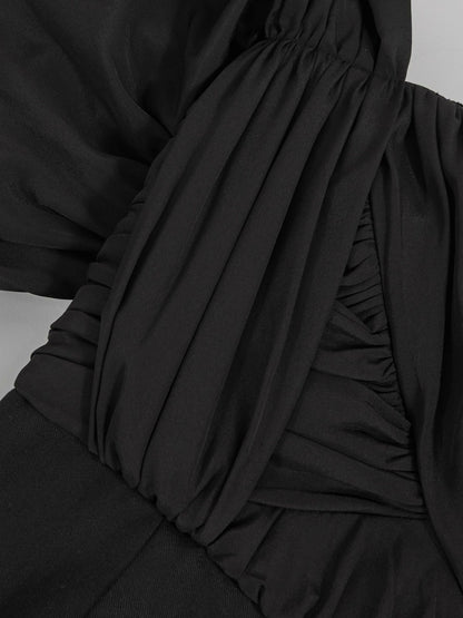 Reiss Bardot Sculpted Bodice Midi Dress With Linen in Black