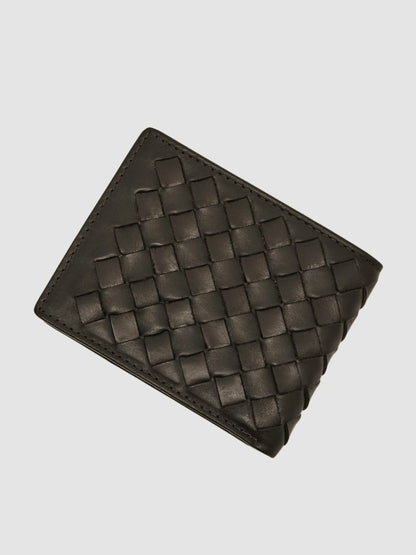 Reiss Deal - Leather Large Lattice-Effect Wallet in Dark Brown