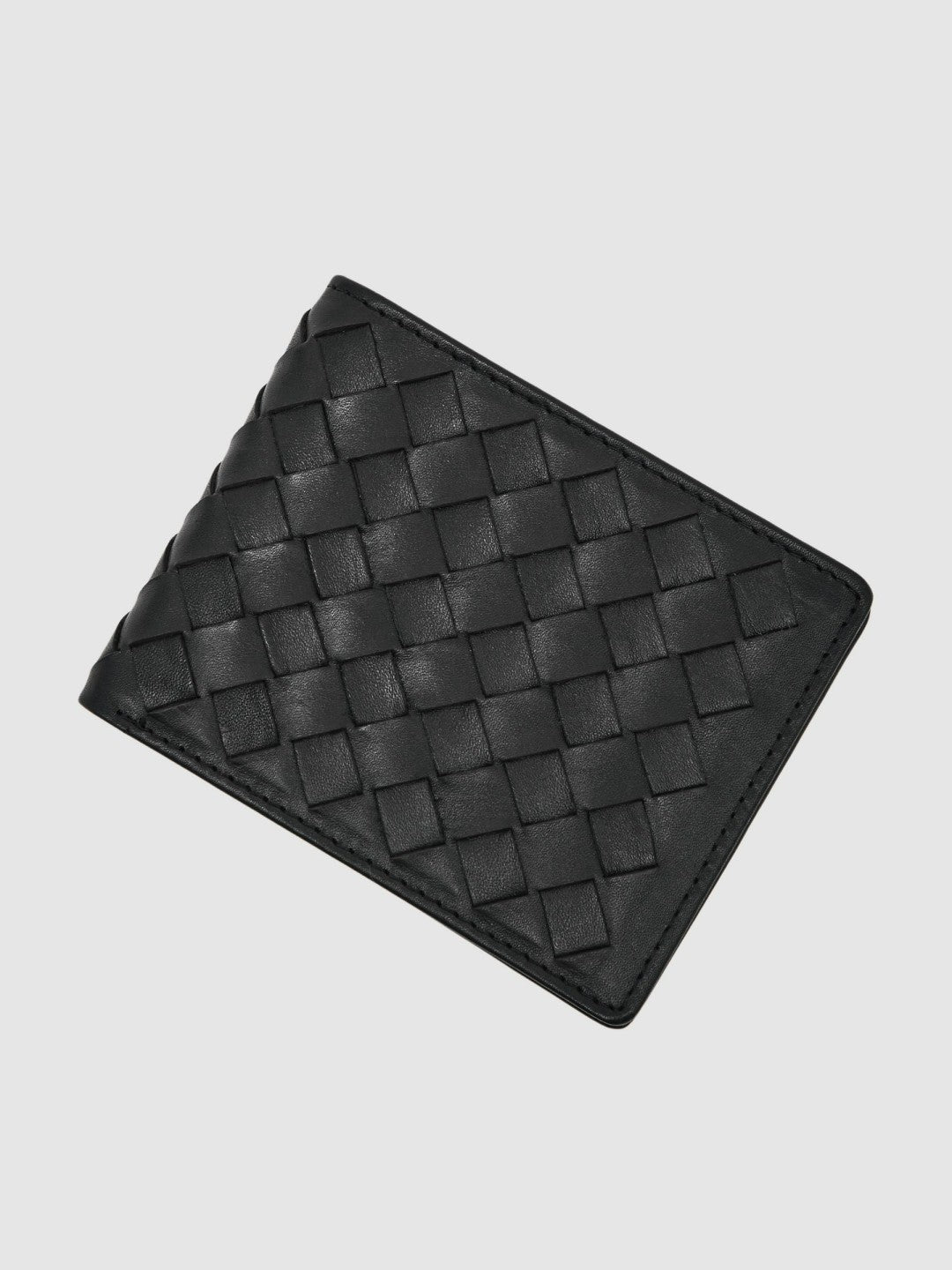 Reiss Offer - Leather Large Lattice-Effect Wallet in Black
