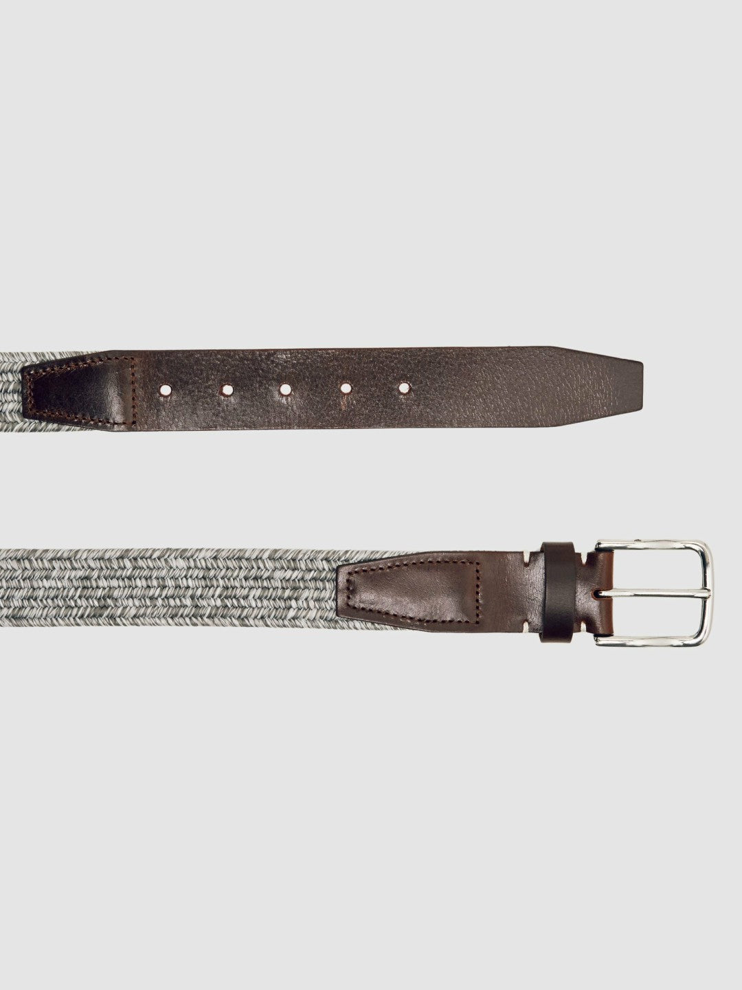 Reiss Featured - Webbing Belt With Leather Trim in Soft Grey
