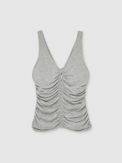 Reiss Popular Choice - Stretch Lyocell Jersey Ruched Vest in Silver Grey