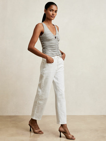 Reiss Popular Choice - Stretch Lyocell Jersey Ruched Vest in Silver Grey