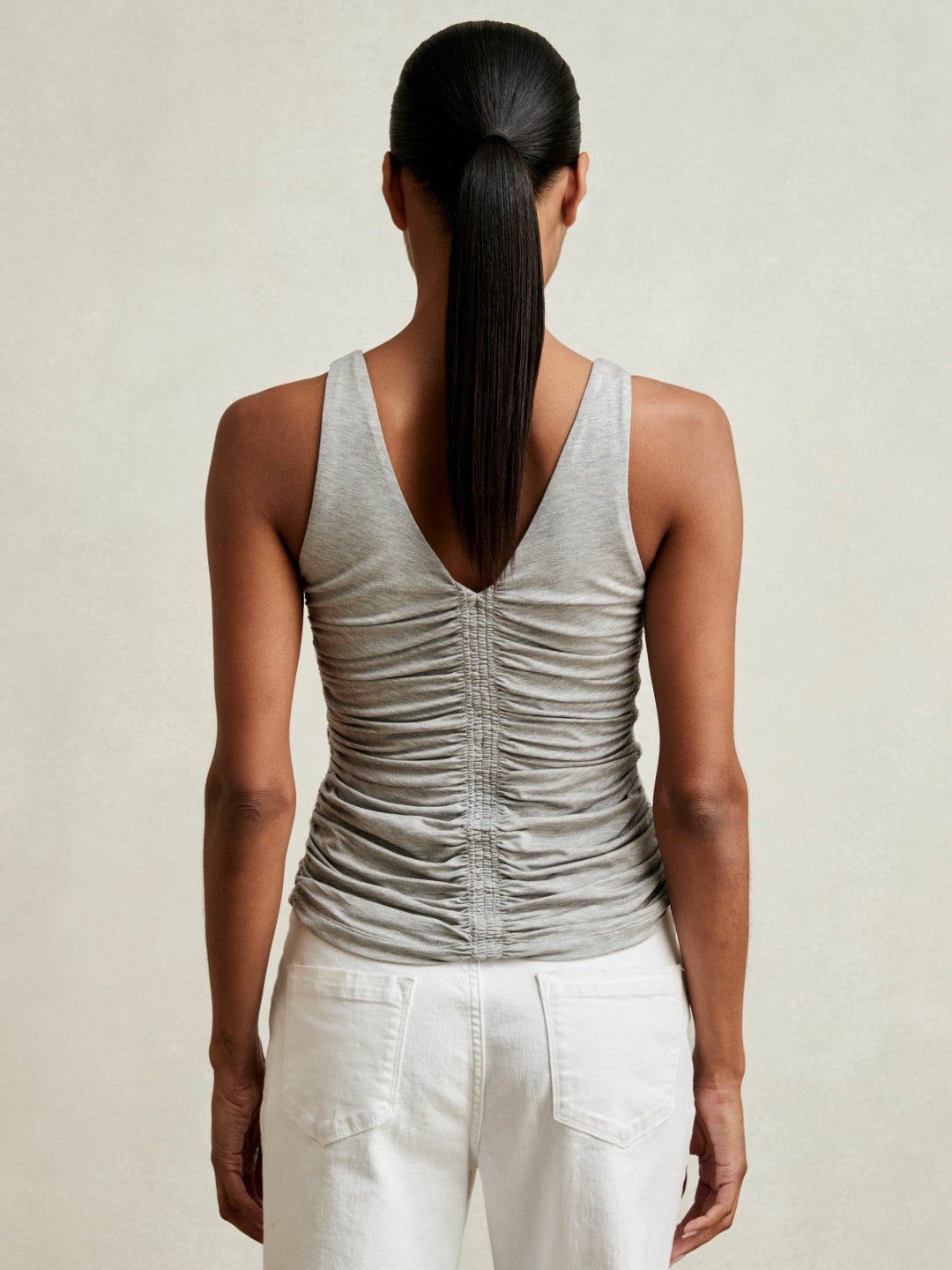 Reiss Popular Choice - Stretch Lyocell Jersey Ruched Vest in Silver Grey