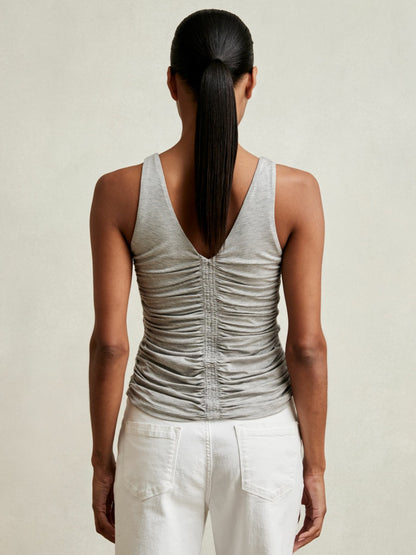 Reiss Popular Choice - Stretch Lyocell Jersey Ruched Vest in Silver Grey