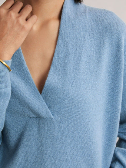 Reiss Best Seller - Cashmere V-Neck Jumper in Blue